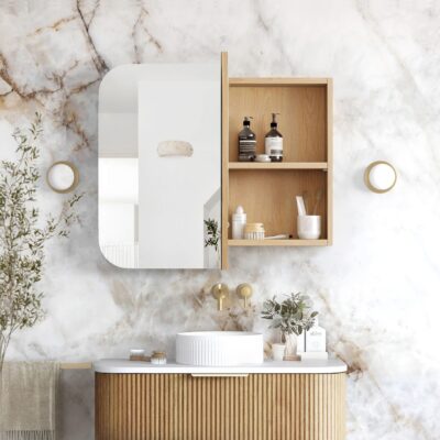 900mm Woodland Oak Soft Square Newport Shaving Cabinet