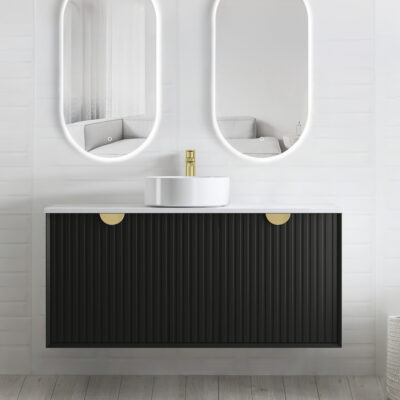 1200mm Matte Black Marlo Fluted Wall Hung Vanity